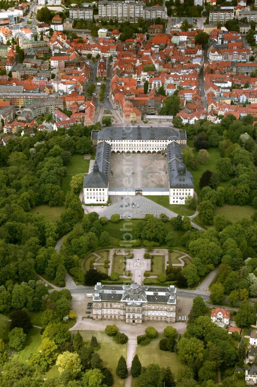 Aerial image Gotha - Castle Friedenstein in Gotha in Thuringia