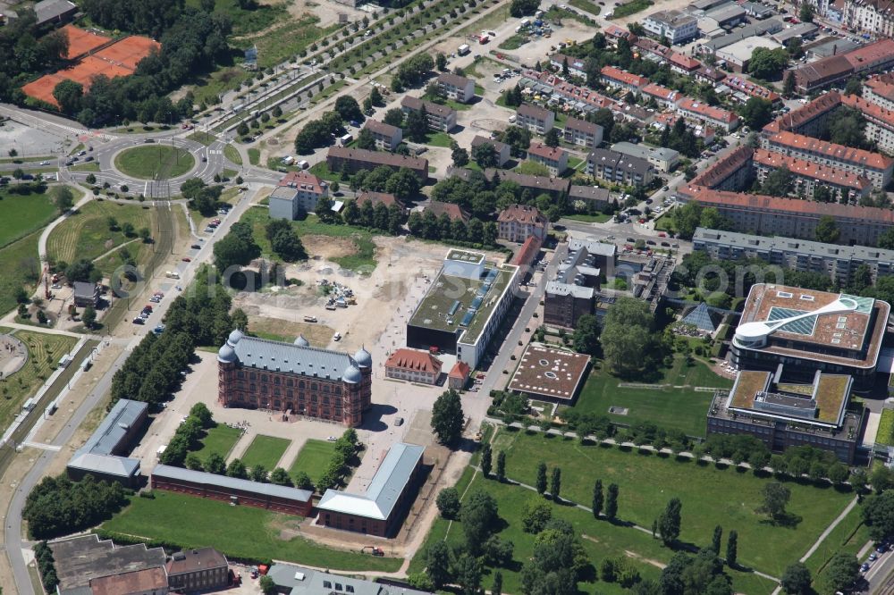 Karlsruhe from the bird's eye view: Gottesaue Palace, Academy of Music in Karlsruhe in the state of Baden-Württemberg