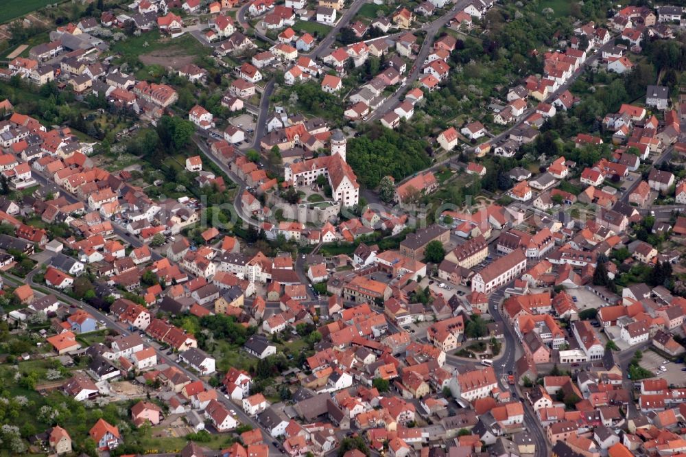 Rimpar from the bird's eye view: Grumbach Castle with Castle restaurant in Rimpar Rimpar in Bavaria