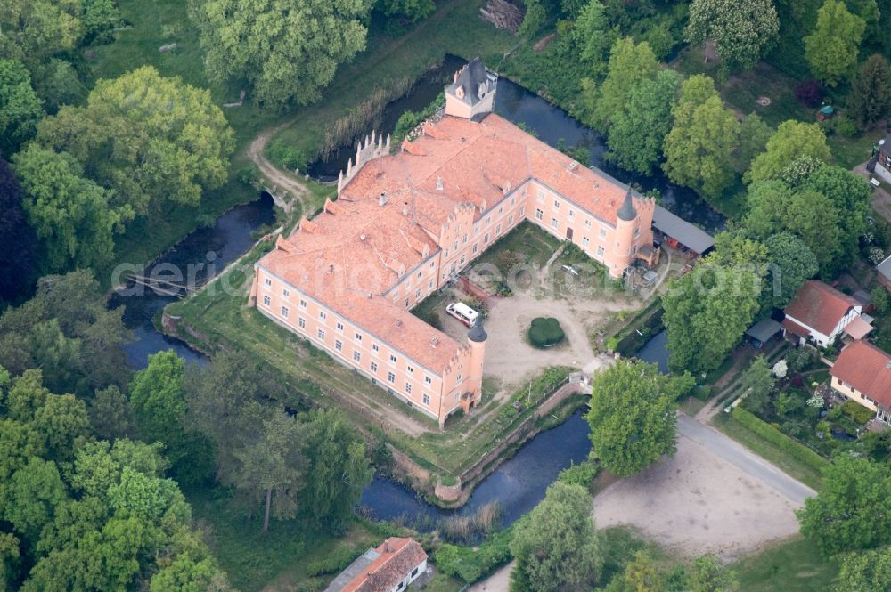 Gusow-Platkow from above - Gusow Castle in Gusow-Platkow in the state Brandenburg. The castle today is a Museum of the Brandenburg Prussian history and a collection of pewter figures