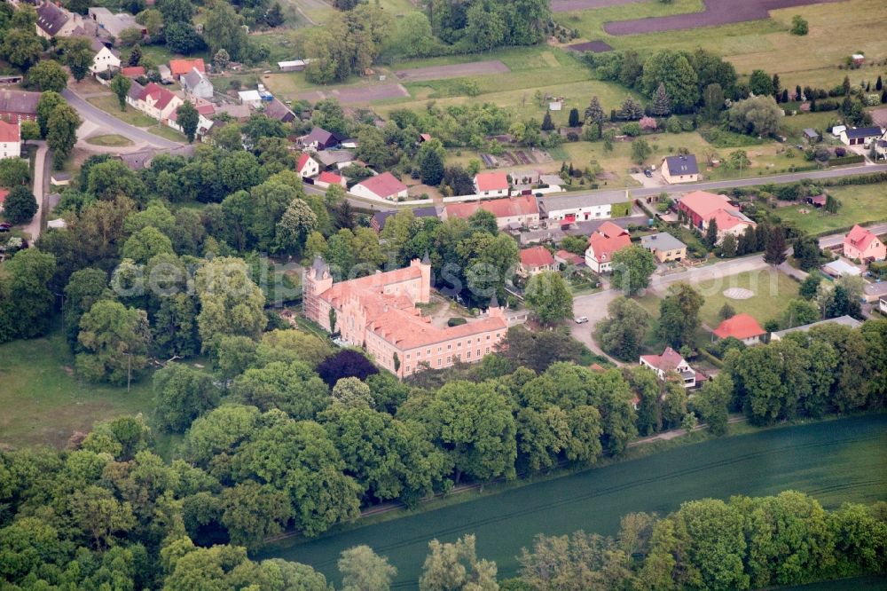 Gusow-Platkow from the bird's eye view: Gusow Castle in Gusow-Platkow in the state Brandenburg. The castle today is a Museum of the Brandenburg Prussian history and a collection of pewter figures