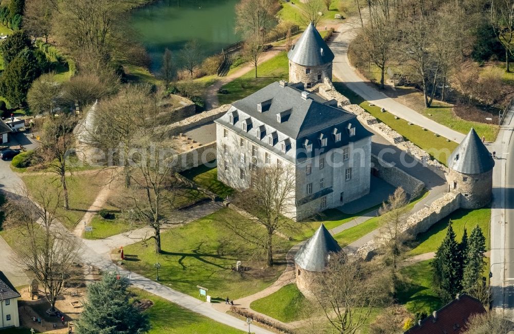 Velbert from above - View of the castle Hardenberg in the district of Neviges in Velbert in the state of North Rhine-Westphalia