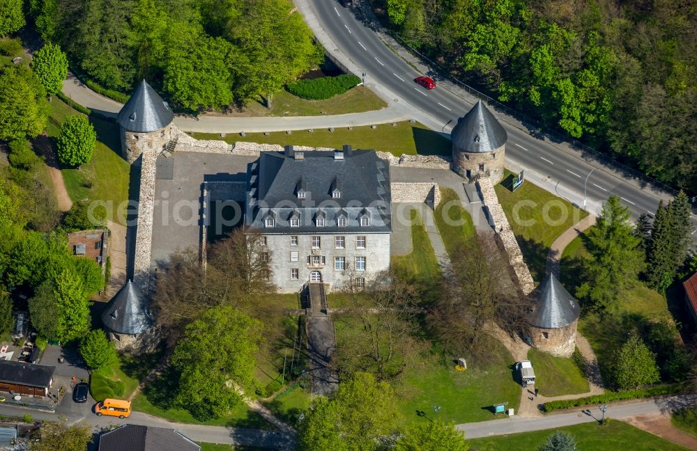 Velbert from above - View of the castle Hardenberg in the district of Neviges in Velbert in the state of North Rhine-Westphalia