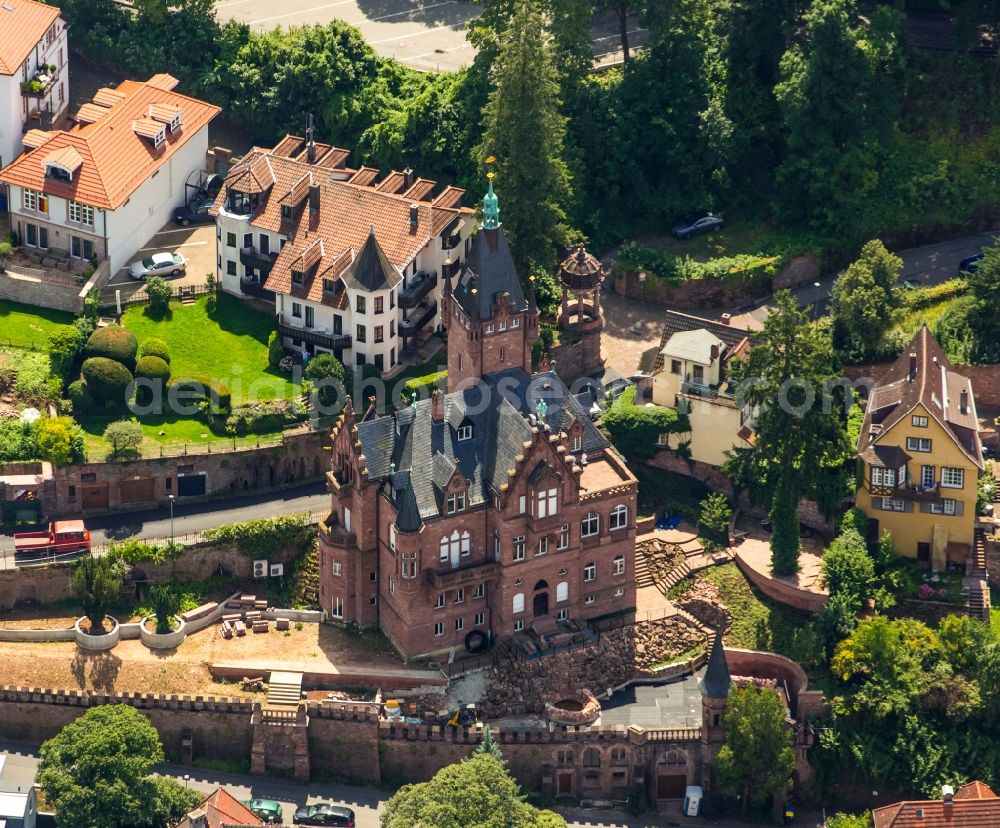 Aerial photograph Heidelberg - Heidelberg Castle with garden situated on the Old Town in Heidelberg in Baden-Wuerttemberg