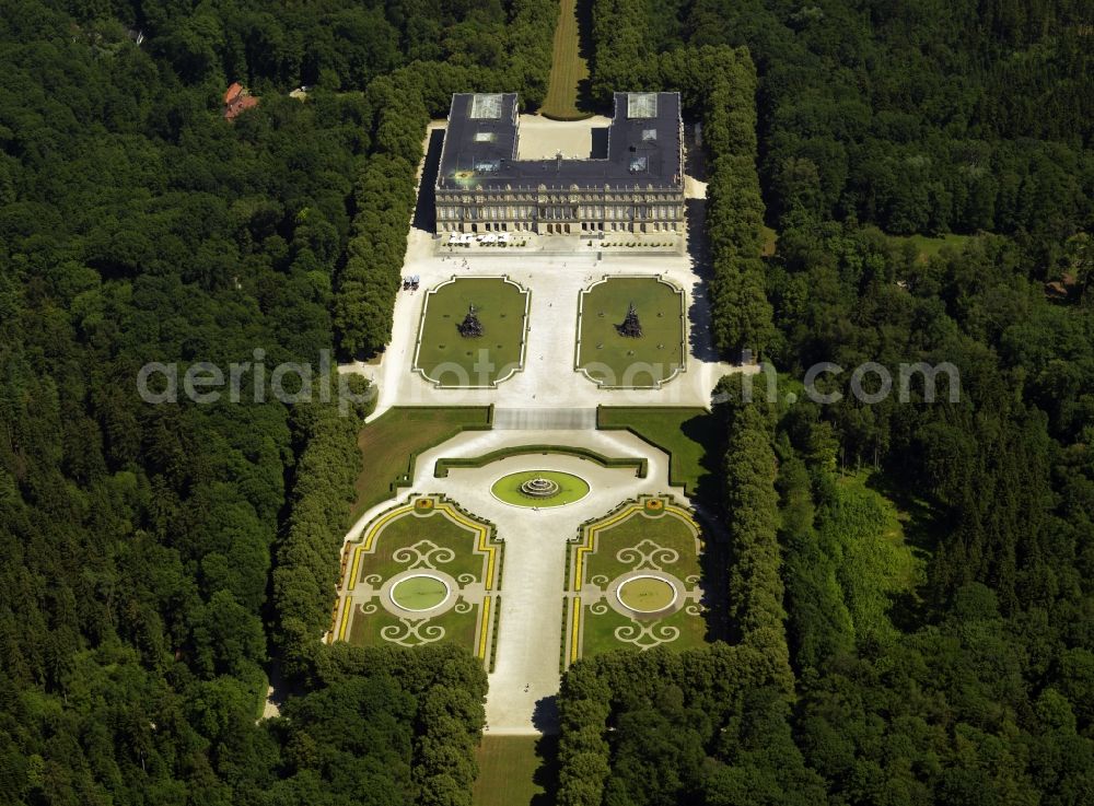 Aerial photograph Chiemsee - View of the Herrenchiemsee castle on the island of Herrenchiemsee in Bavaria