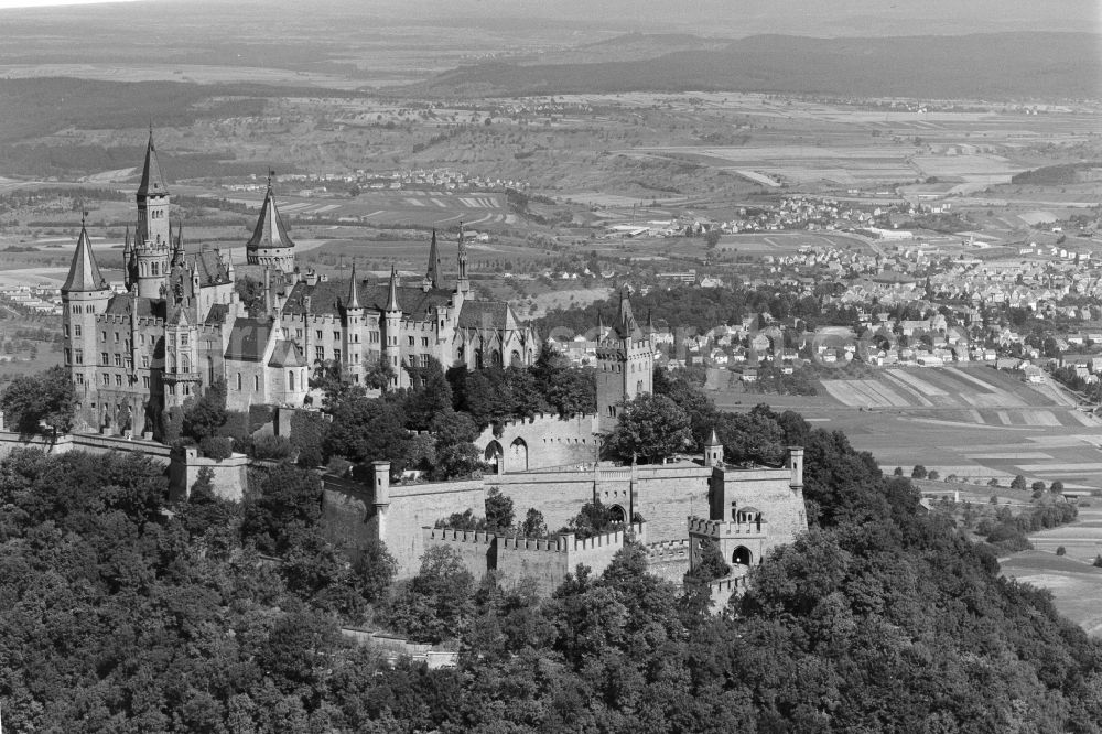 Bisingen from above - Castle of Schloss Hohenzollern in Bisingen in the state Baden-Wuerttemberg, Germany