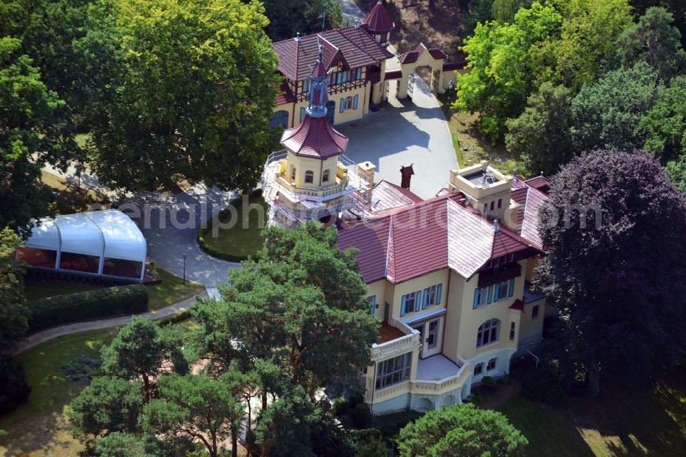 Storkow from above - View of the Castle Hubertushöhe Storkow in Brandenburg