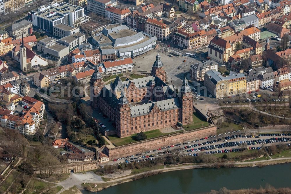 Aerial image Aschaffenburg - View of the catsle Johannisburg in Aschaffenburg in the state Bavaria