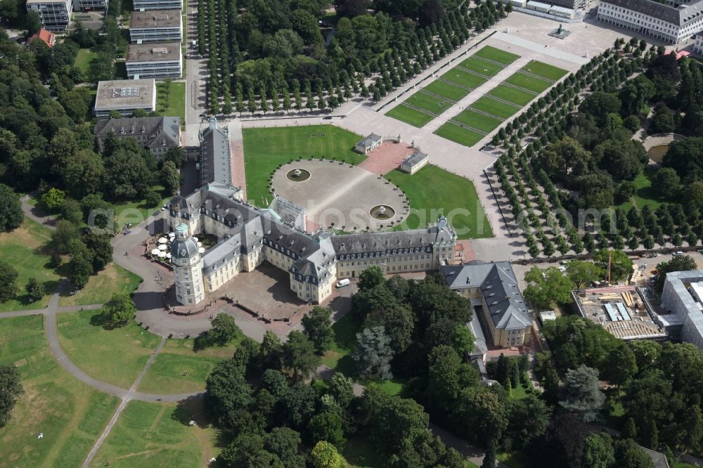 Aerial photograph Karlsruhe - Grounds and park at the castle of Karlsruhe in Baden-Wuerttemberg