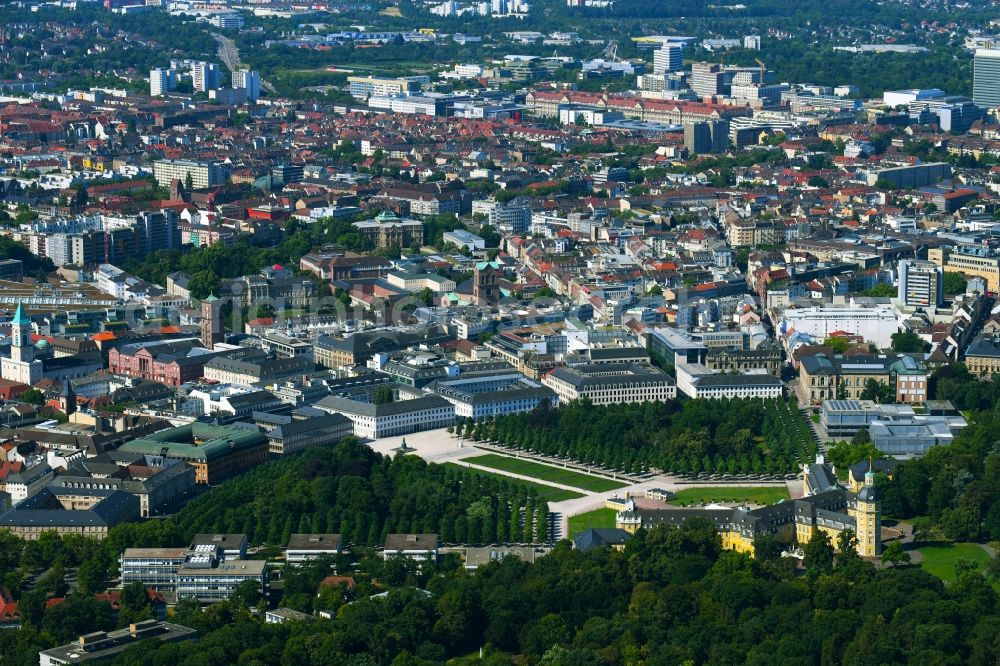 Karlsruhe from the bird's eye view: Grounds and park at the castle of Karlsruhe in Baden-Wuerttemberg