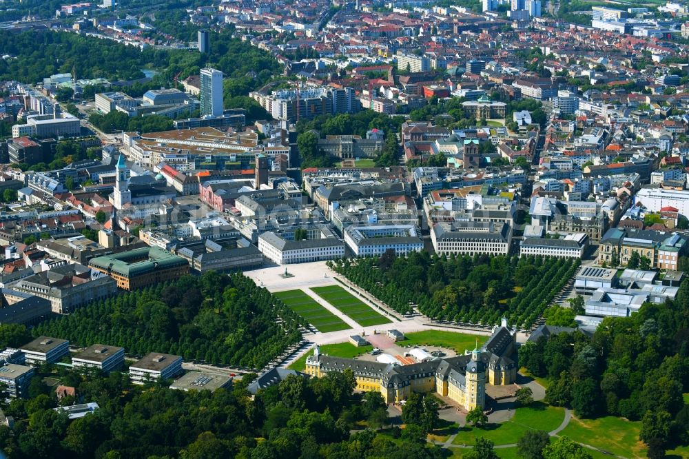 Aerial image Karlsruhe - Grounds and park at the castle of Karlsruhe in Baden-Wuerttemberg