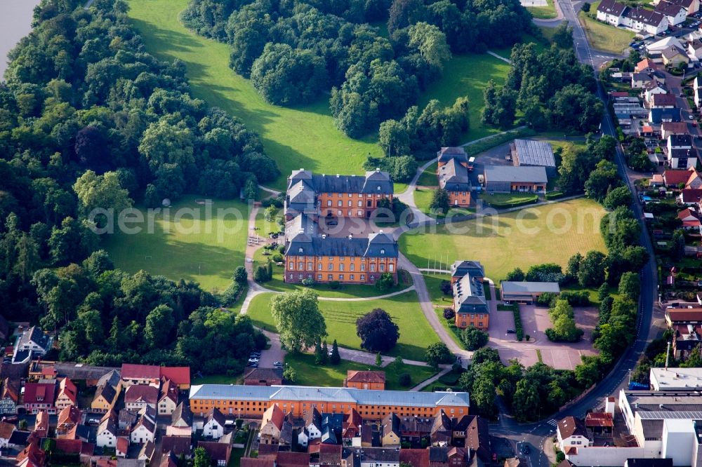 Kleinheubach from above - Castle of Schloss Kleinheubach at the shore of the river Main in Kleinheubach in the state Bavaria