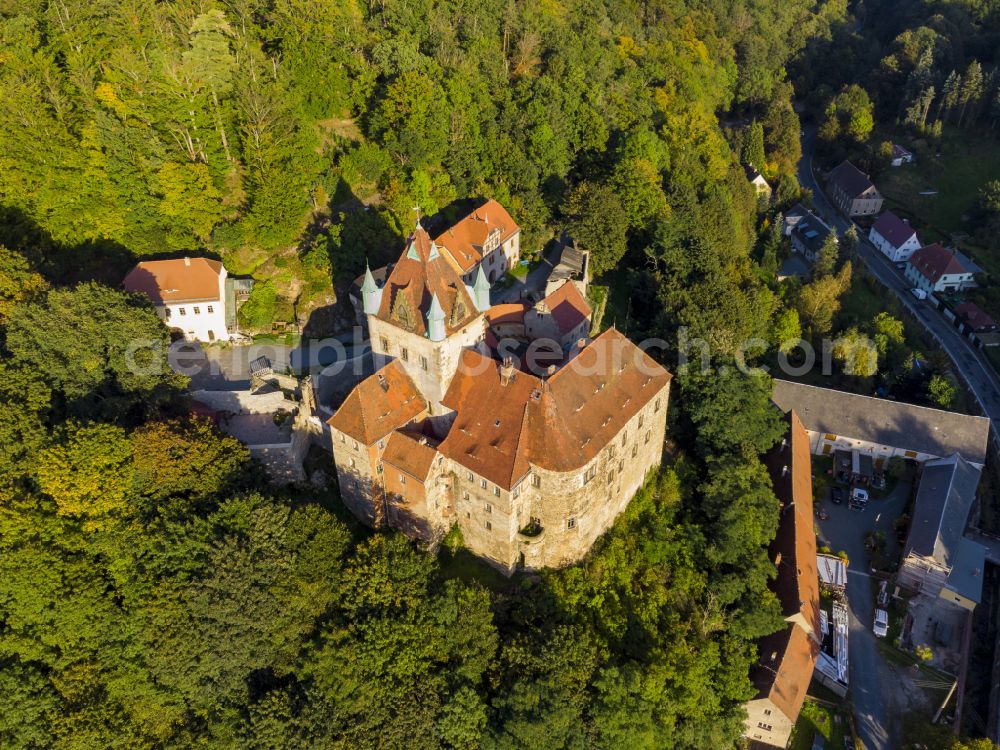 Aerial image Liebstadt - Kuckuckstein Castle in Liebstadt in the state of Saxony, Germany