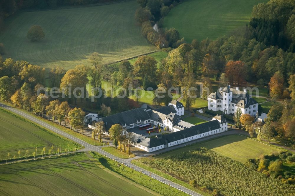 Meschede from the bird's eye view: The Laer castle with chapel Laer in Meschede in the Sauerland region in North Rhine-Westphalia