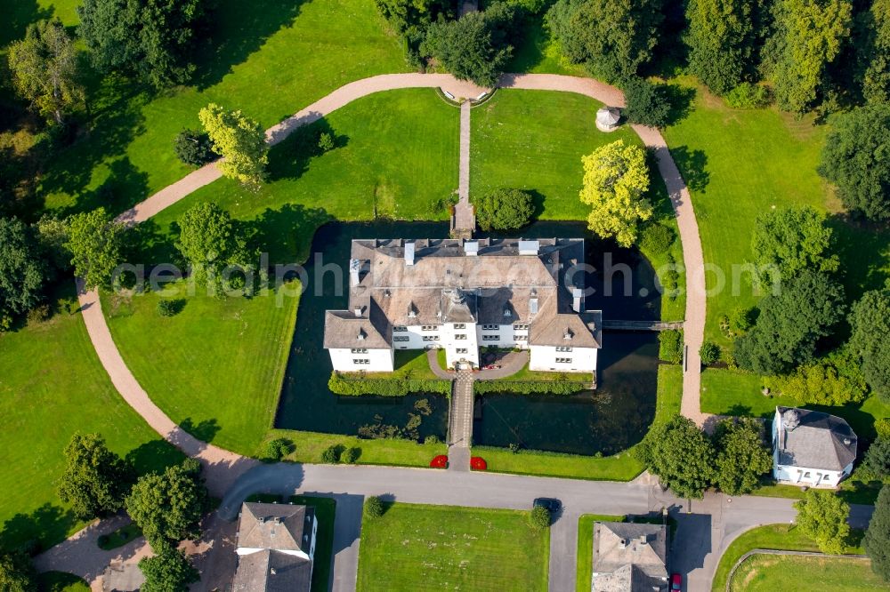 Meschede from above - The Laer castle with chapel Laer in Meschede in the Sauerland region in North Rhine-Westphalia