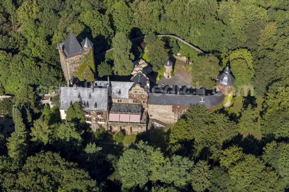 Essen from above - View of the castle of Landsberg, a palace complex in the Ruhr valley