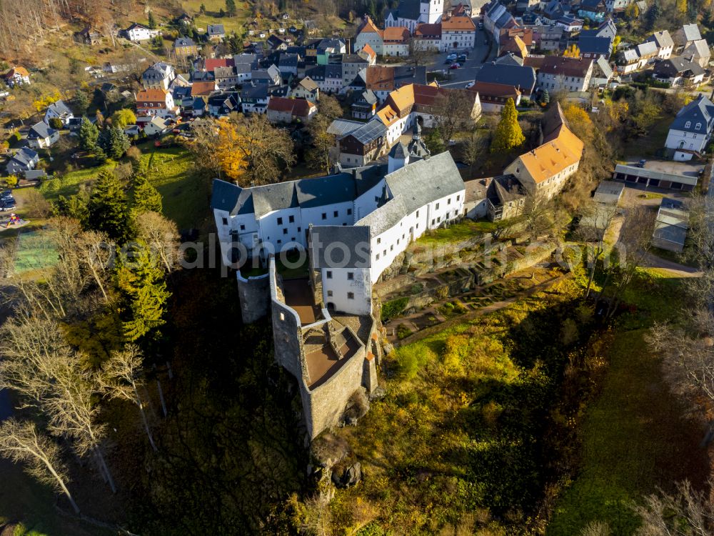 Altenberg from above - Lauenstein Castle near Altenberg in the state of Saxony, Germany