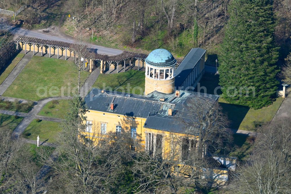 Aerial image Potsdam - Building complex in the park of the castle Lindstedt on street Lindstedter Chaussee in Potsdam in the state Brandenburg, Germany