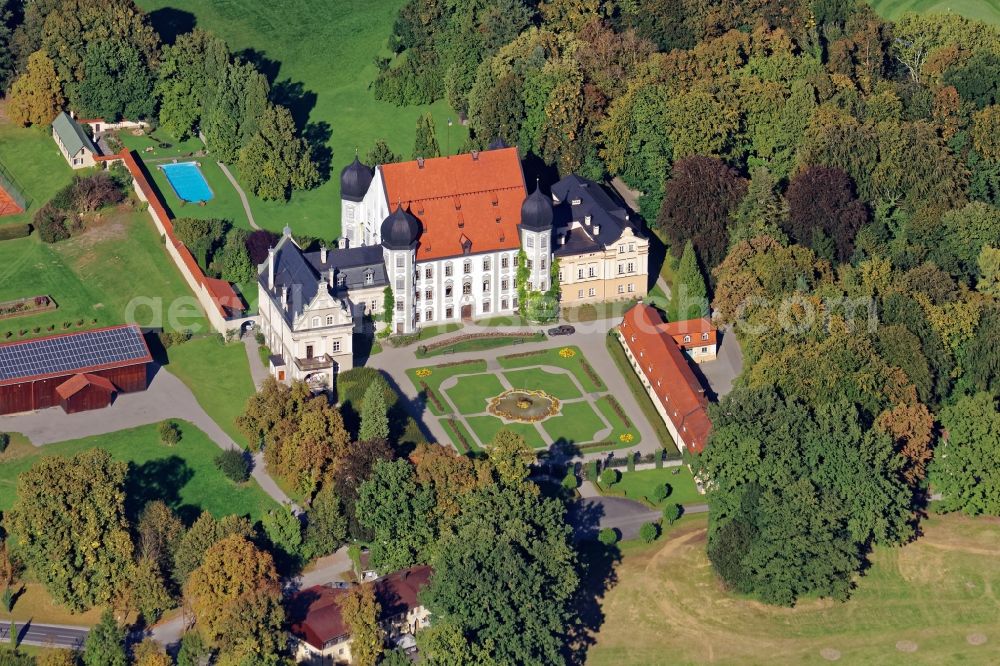 Tuntenhausen from above - Palace Maxlrain in Tuntenhausen in the state Bavaria, Germany