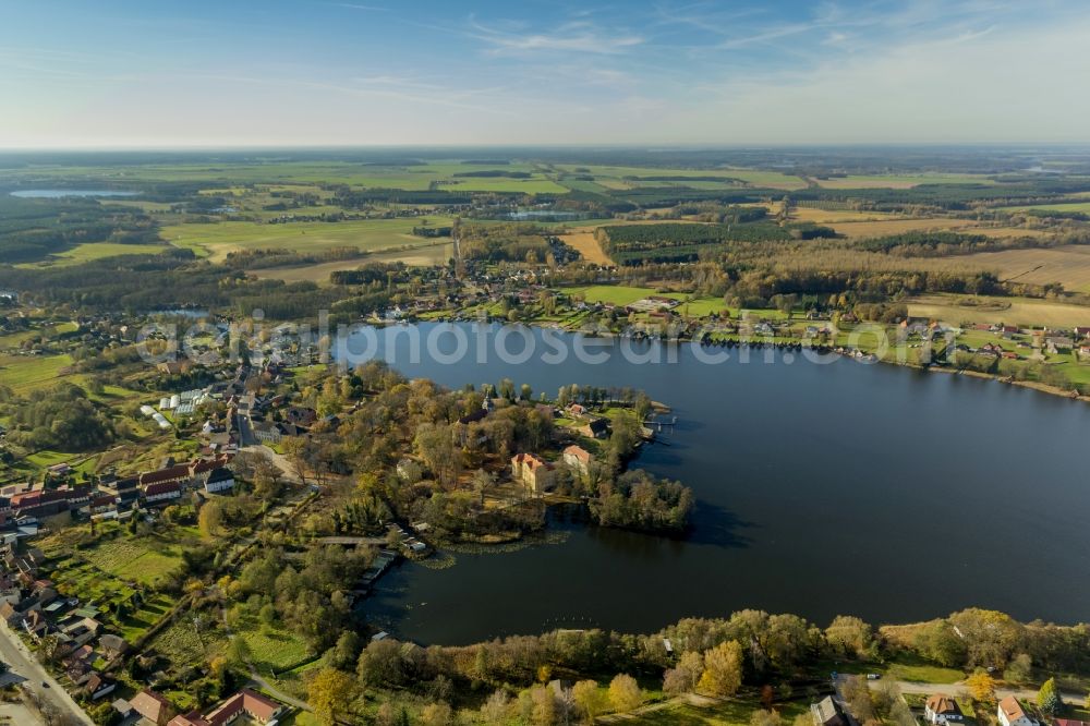 Aerial image Mirow - Mirow Castle with St. John Church on Castle Island Mirow in Mecklenburg - Western Pomerania