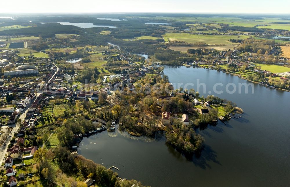 Mirow from above - Mirow Castle with St. John Church on Castle Island Mirow in Mecklenburg - Western Pomerania