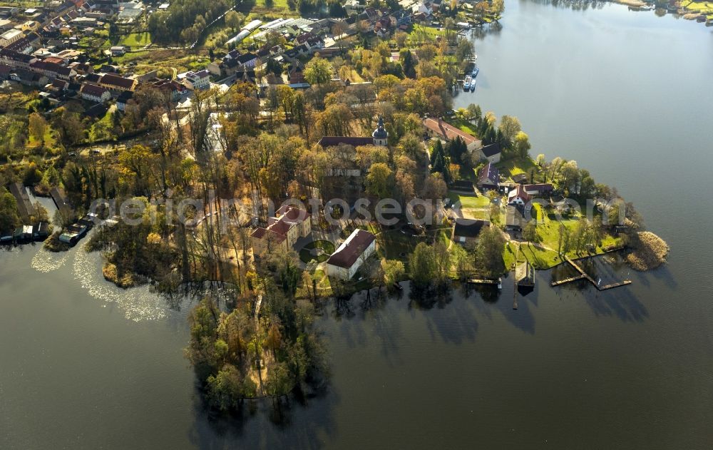 Aerial image Mirow - Mirow Castle with St. John Church on Castle Island Mirow in Mecklenburg - Western Pomerania