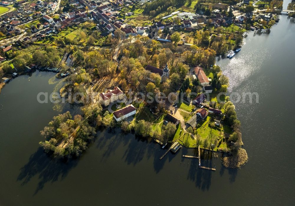 Aerial photograph Mirow - Mirow Castle with St. John Church on Castle Island Mirow in Mecklenburg - Western Pomerania