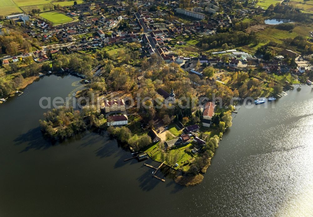 Mirow from above - Mirow Castle with St. John Church on Castle Island Mirow in Mecklenburg - Western Pomerania