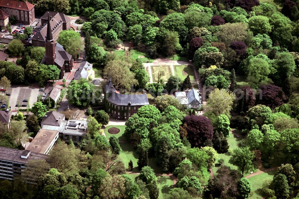 Moers from above - Castle of Moers in the state North Rhine-Westphalia