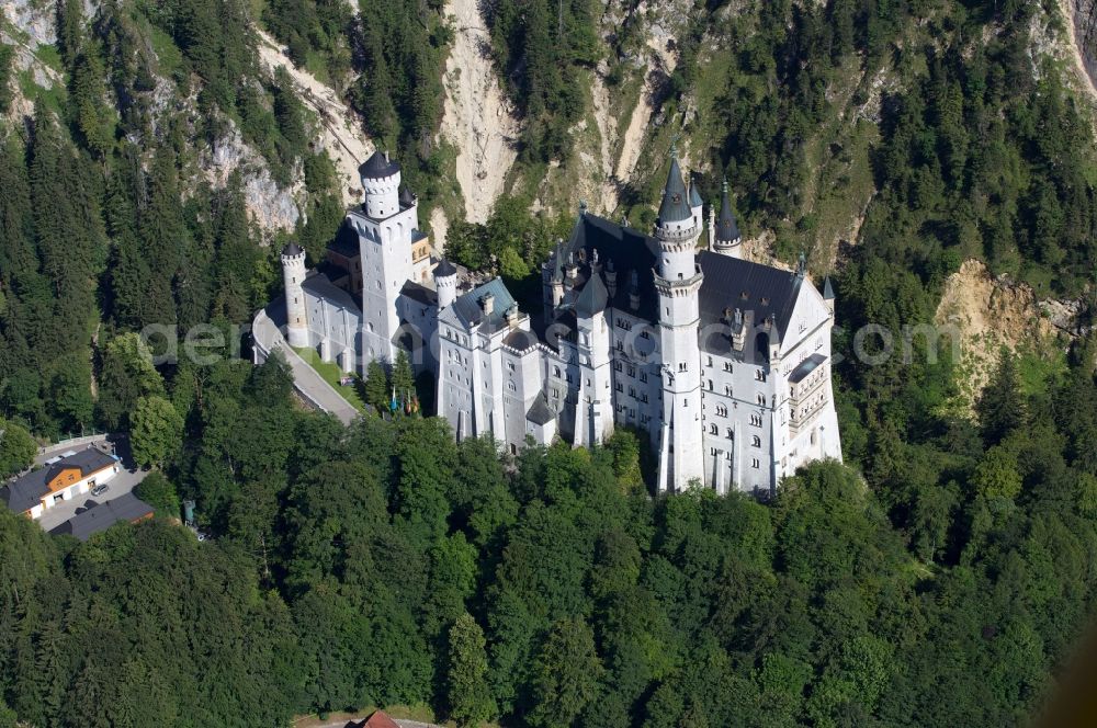 Aerial photograph Schwangau - Neuschwanstein castle in Schwangau in Bavaria