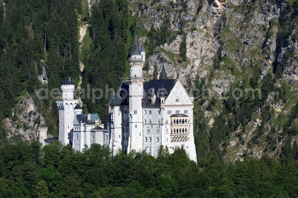 Schwangau from above - Neuschwanstein castle in Schwangau in Bavaria