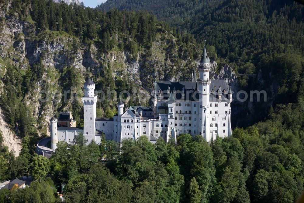 Schwangau from above - Neuschwanstein castle in Schwangau in Bavaria