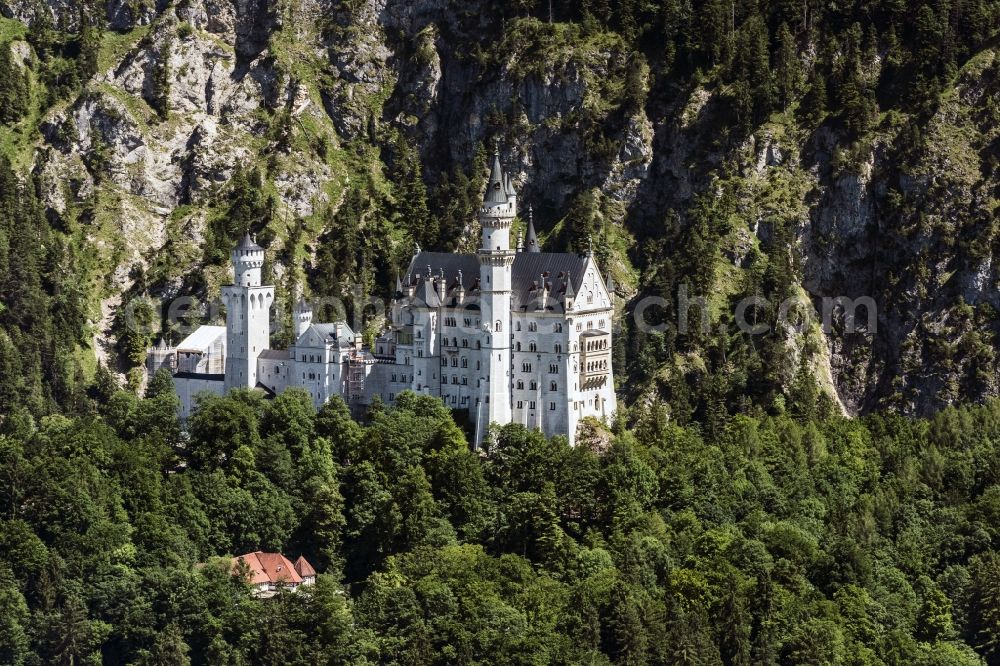 Aerial image Schwangau - Neuschwanstein castle in Schwangau in Bavaria