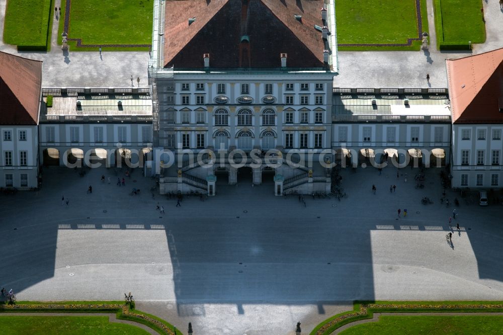 München from above - Palace of Nymphenburg Palace - Middle Building - in the district of Neuhausen-Nymphenburg in Munich in the state Bavaria, Germany