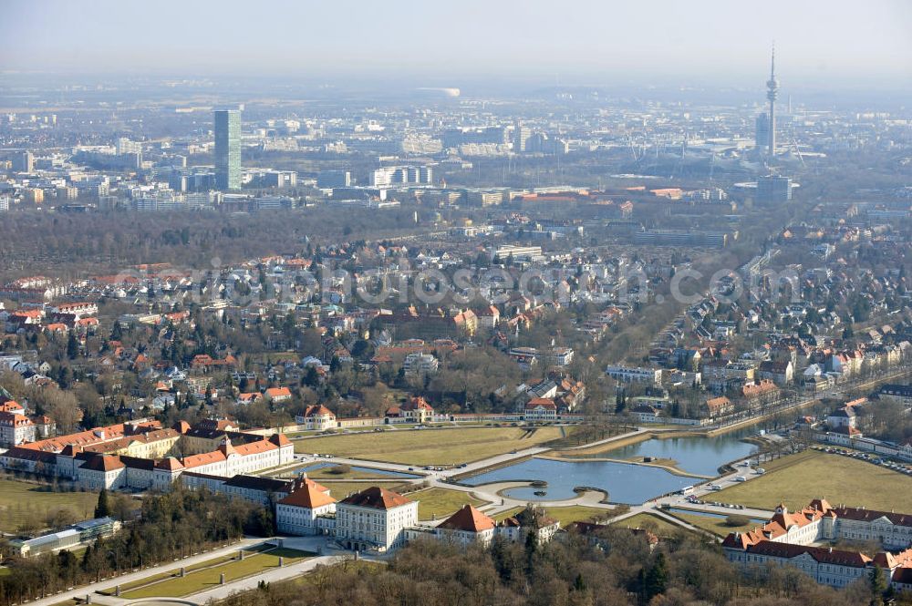 München from the bird's eye view: View the Nymphenburg Palace in Munich