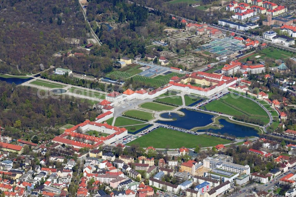 München from the bird's eye view: View the Nymphenburg Palace in Munich