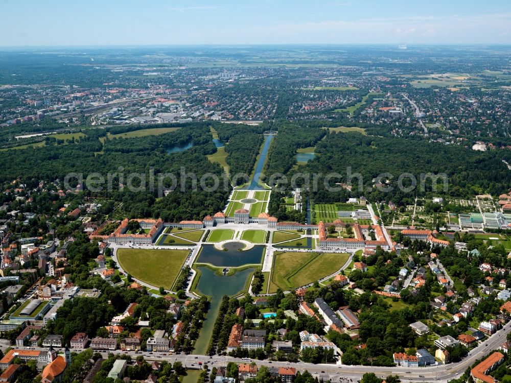 München from above - View the Nymphenburg Palace in Munich in Bavaria