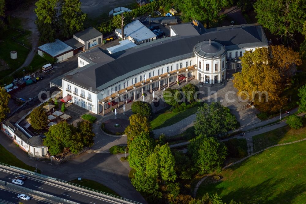 Leipzig from the bird's eye view: Castle Parkschloss Agra in the Agra-Park in the district Doelitz in Leipzig in the state Saxony, Germany