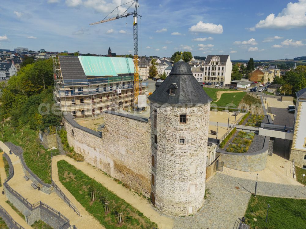 Aerial image Plauen - Plauen Castle, also called Castle of the Voegte, is a castle complex in the Plauen district of Schlossberg in Plauen in the federal state of Saxony, Germany, with only remnants remaining