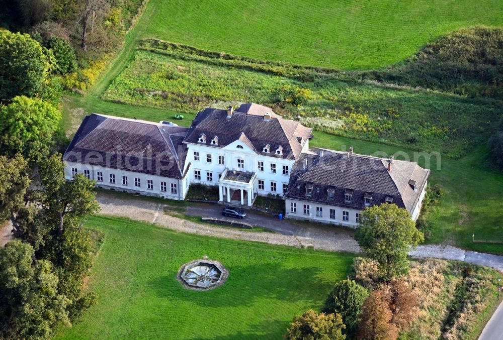 Prötzel from above - Building complex in the park of the castle in Proetzel in the state Brandenburg, Germany