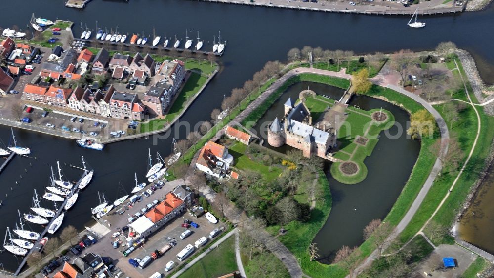 Aerial image Medemblik - Building and castle park systems of water castle Radboud in Medemblik in Noord-Holland, Netherlands