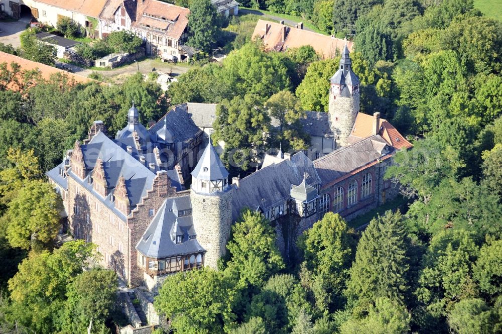 Aerial photograph Mansfeld - Castle of Schloss Rammelburg in Mansfeld in the state Saxony-Anhalt