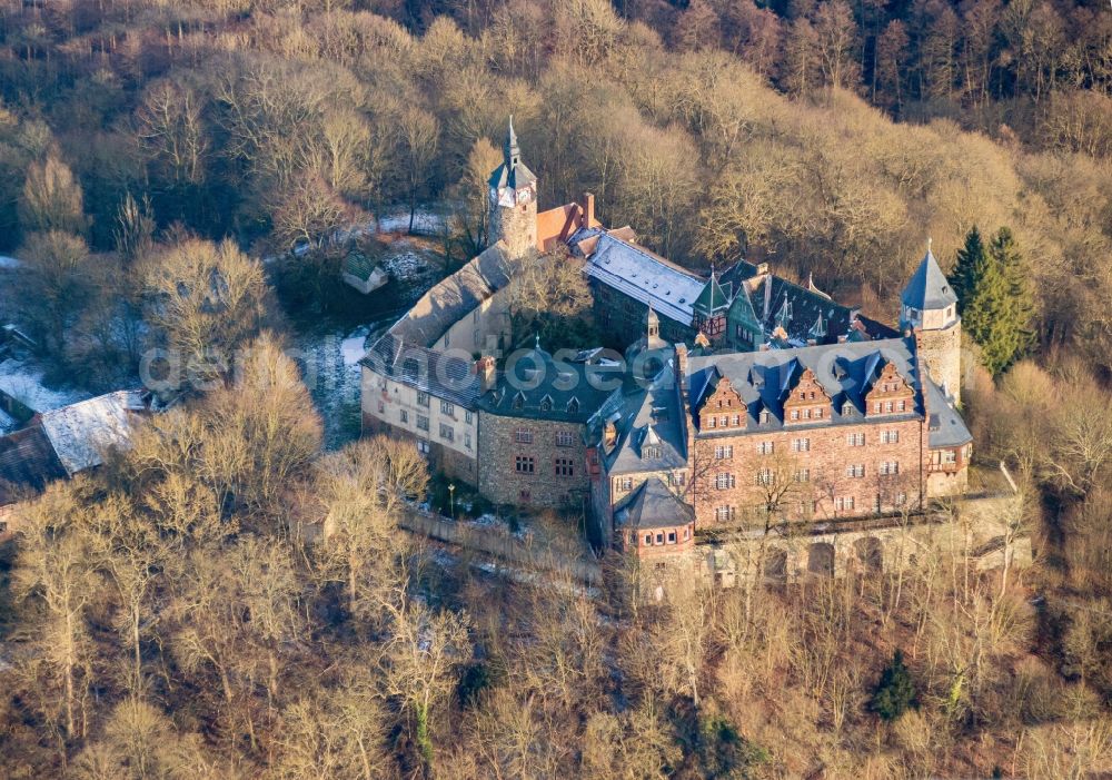 Aerial image Mansfeld - View of the castle Rammelburg in Mansfeld in the state Saxony-Anhalt