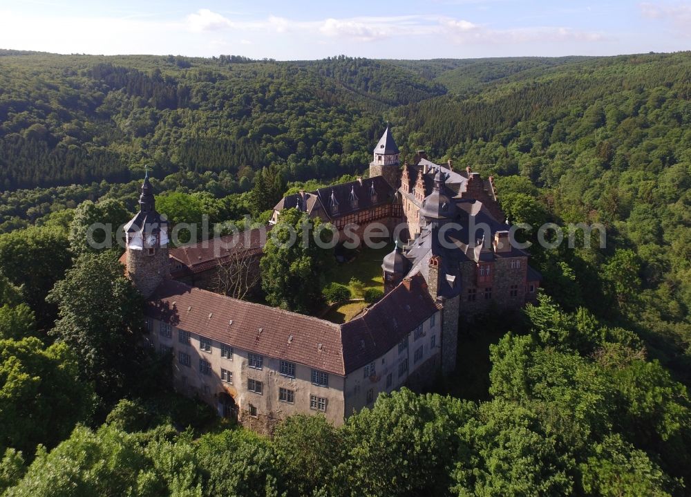 Aerial photograph Mansfeld - Castle of Schloss Rammelburg in Mansfeld in the state Saxony-Anhalt