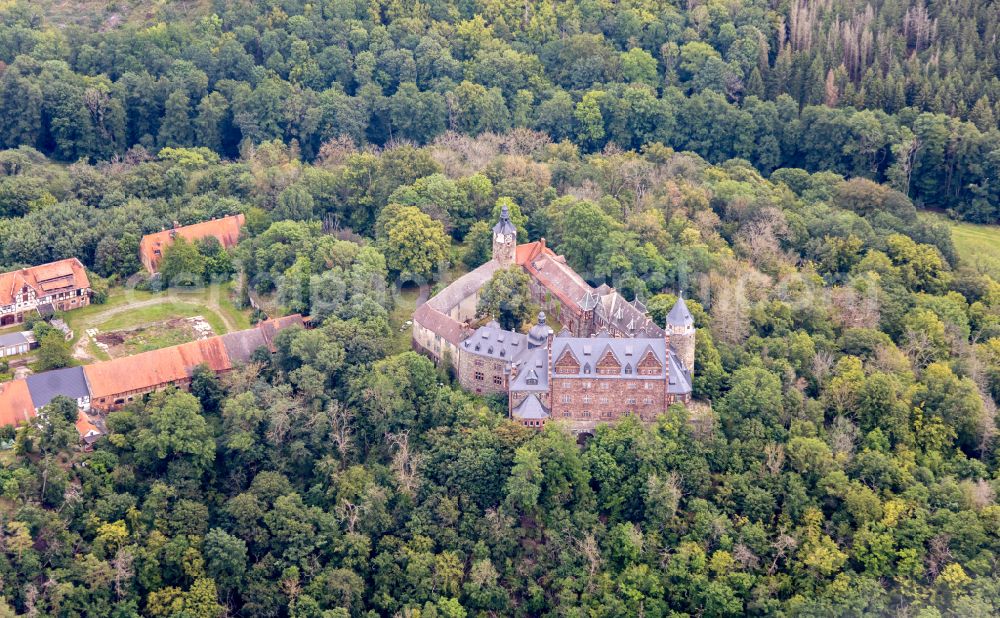 Aerial image Mansfeld - Castle of Schloss Rammelburg in Mansfeld in the state Saxony-Anhalt