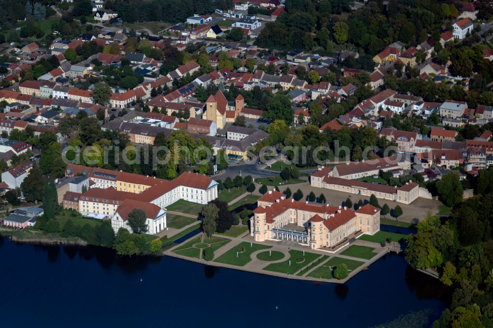 Rheinsberg from above - Rheinsberg Castle in Rheinsberg on the banks of the Grienericksee in the state Brandenburg, Germany