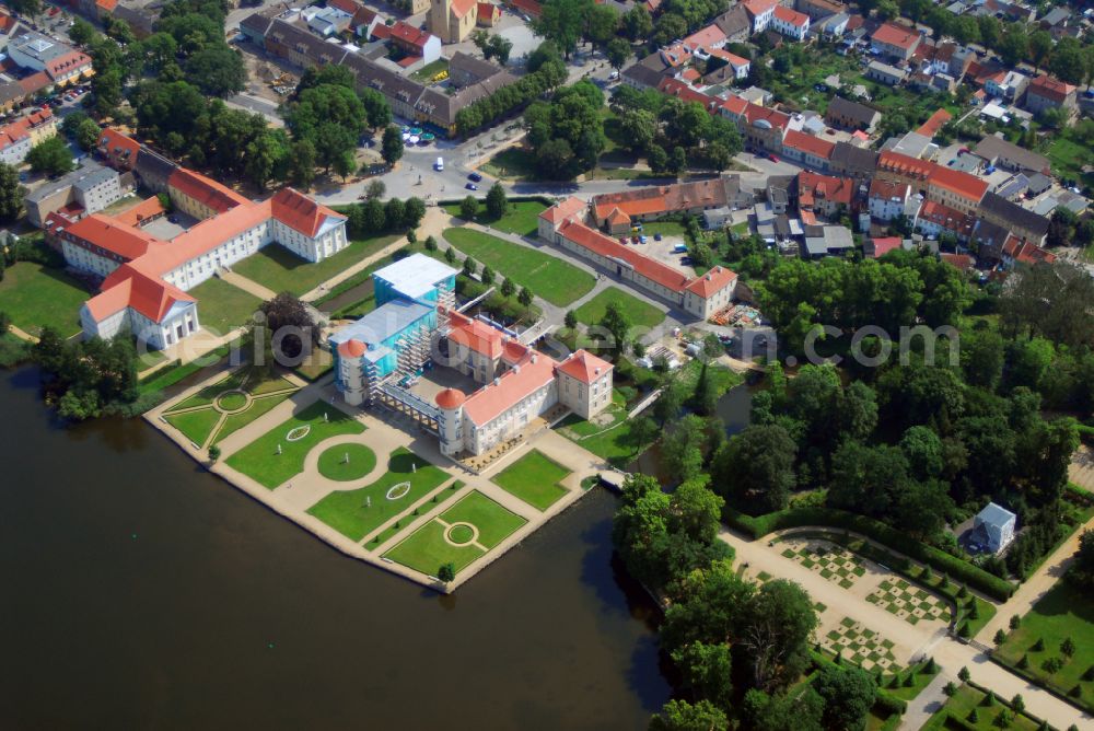 Rheinsberg from the bird's eye view: Rheinsberg Castle in Rheinsberg on the banks of the Grienericksee in the state Brandenburg, Germany