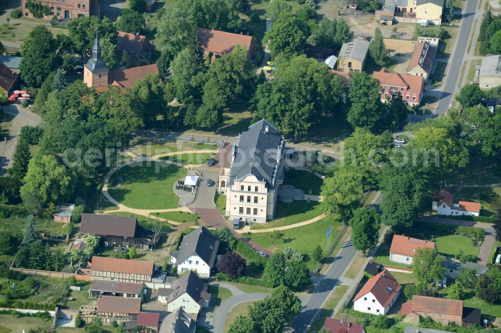 Nauen from above - View of the Ribbeck part of the town of Nauen in the state of Brandenburg. The town is located in the county district of Havelland. Ribbeck is known for the castle from the 19th century, located in its centre. The historic building is surrounded by a park