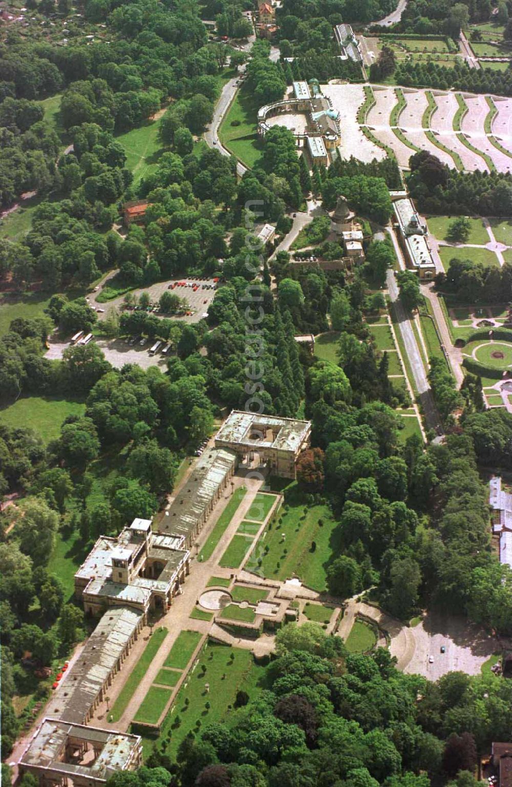 Potsdam-Stadt from above - Schloß Sanssouci und Orangerie in Potsdam.