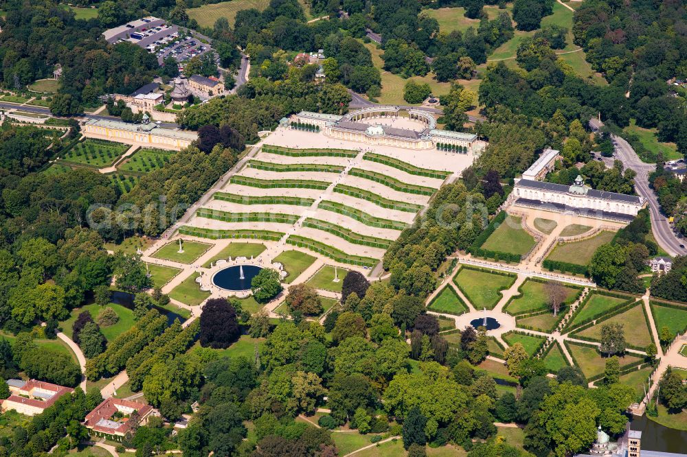 Potsdam from above - Sanssouci Palace in Potsdam in the state of Brandenburg